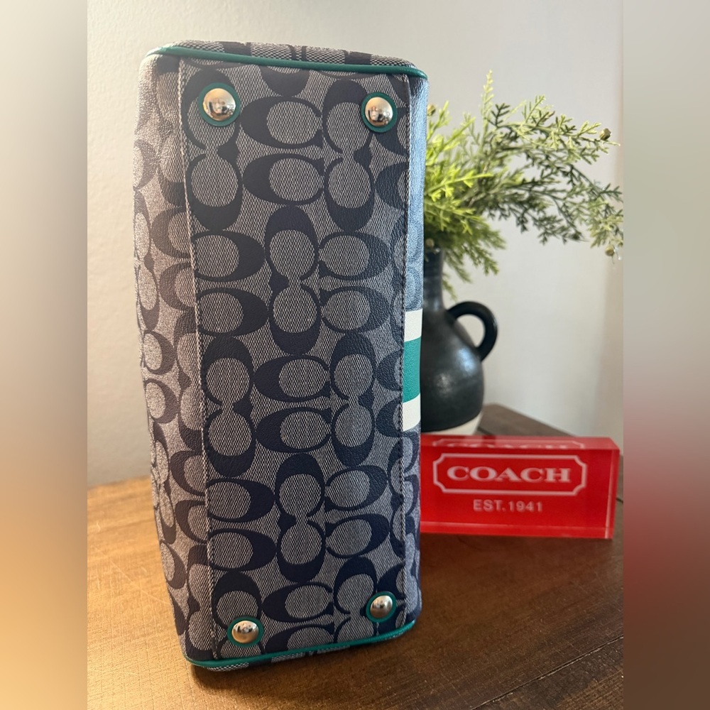 Coach Signature Stripe Jade Satchel/Crossbody - Picture 5 of 16